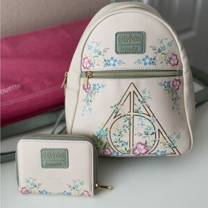 Loungefly Harry Potter Floral Backpack and Wallet Set